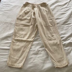 Black Crane Carpenter Pant in cream, XS